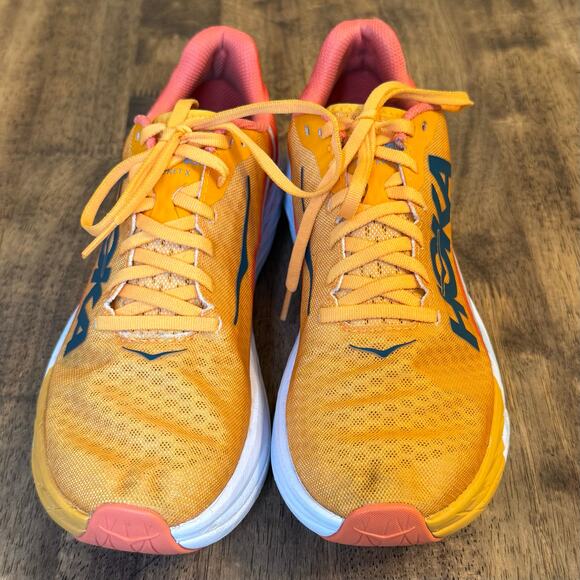 Hoka Rocket X Shoe Carbon Fiber Plate Run Radiant Yellow Camellia Unisex W10 M9 - Picture 3 of 12